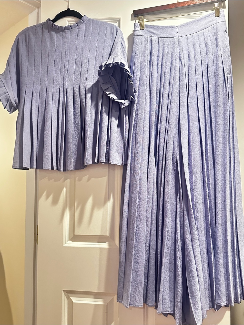 NU London NU Pleats Co-ord Set Lavender Purple Two-Piece Pleated Set